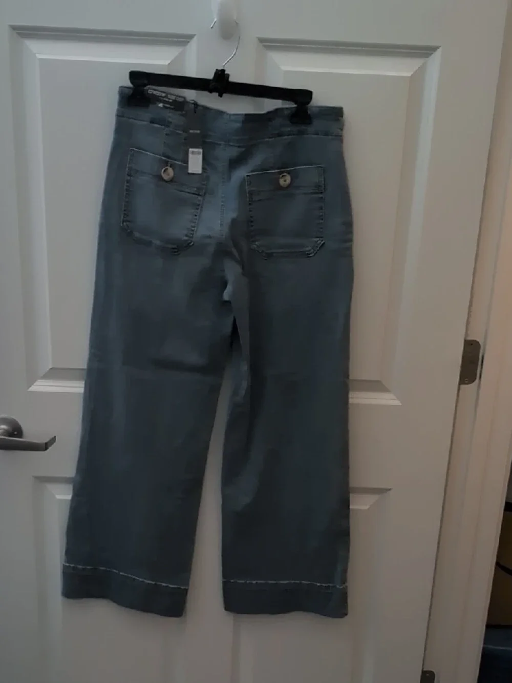Chico's Pull-on Slate Blue Wide-Leg Jeans with Button-Accent Pockets NWT